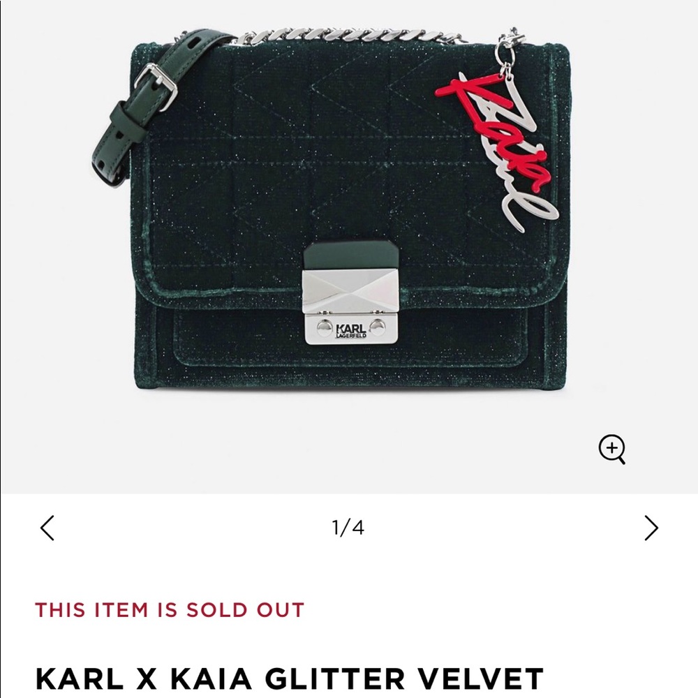 Karl Lagerfeld x Kaia Green velvet sparkle bag